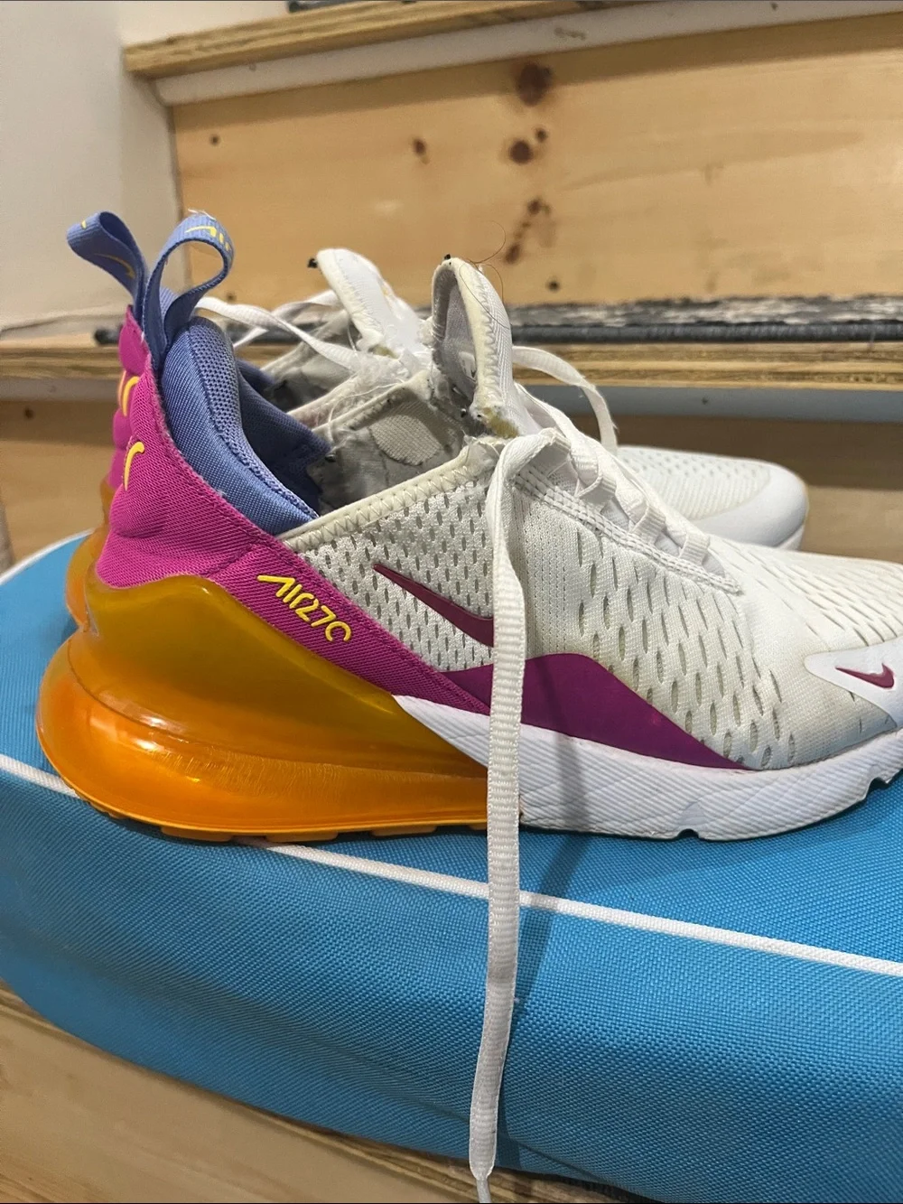 Nike Kids Air Max 270 White Pink Orange Sneakers